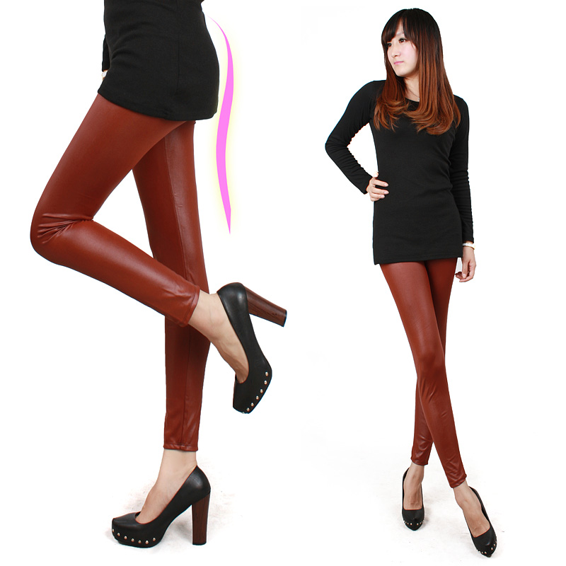 I408 faux leather pants fashion tight trousers female pencil pants summer ankle length trousers