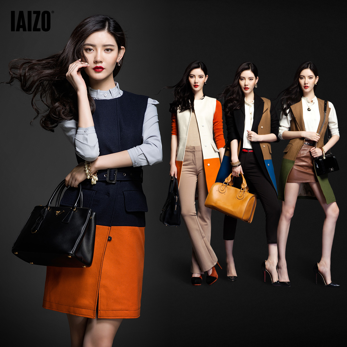 Iaizo spring new arrival thermal slim wool women's medium-long patchwork all-match woolen vest outerwear female