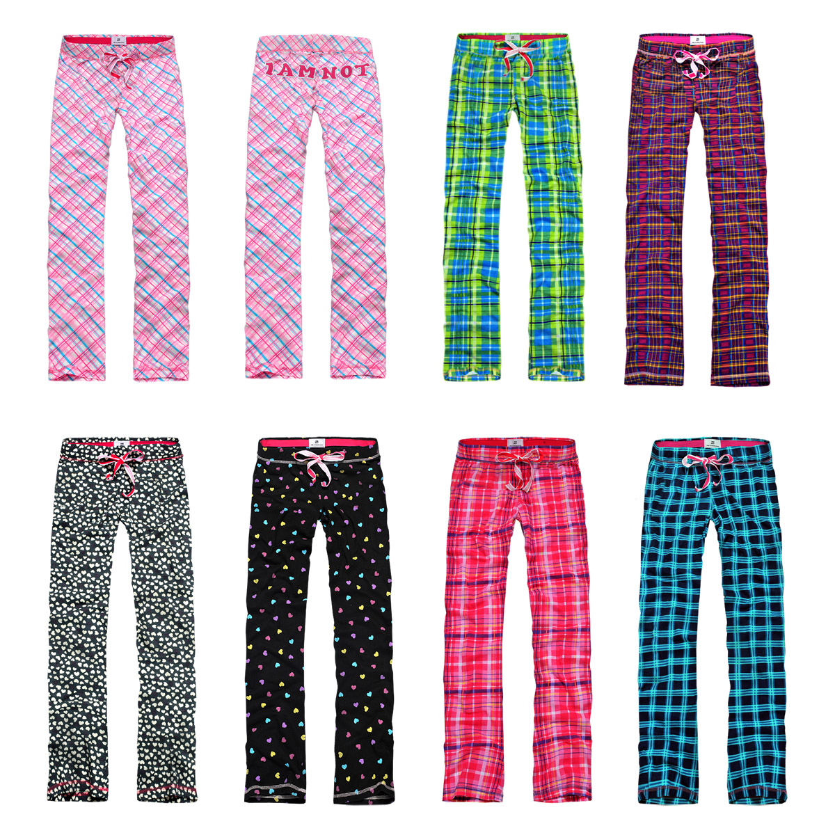 Iamnot fashion plaid pajama pants 100% cotton casual pants Women 2056 lounge