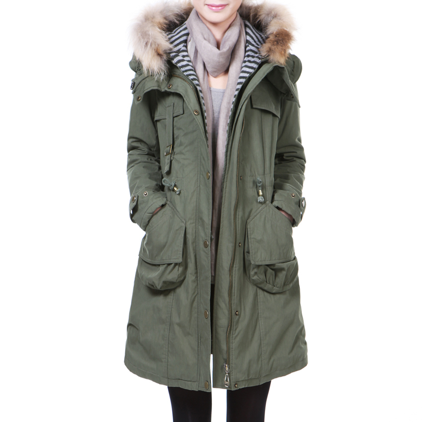 Ice shell 2012 winter thermal thickening raccoon fur long design wadded jacket outerwear aw771