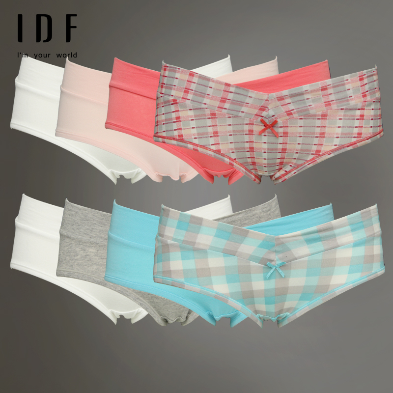 Idf 100% cotton panty low-waist week pants women's breathable seamless briefs