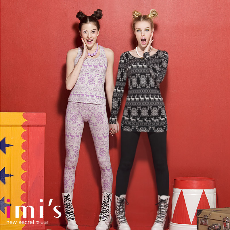 Imis lover christmas deer thermal comfortable skin-friendly basic trousers im73r61