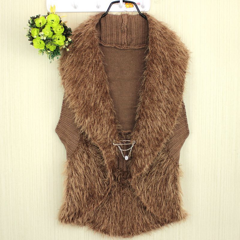 Imitation fur shoulder bar down wool knitted shawl coat vest feather waistcoat qiu dong