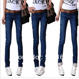 In 2012 two new winter leisure wear can be folded feet pencil jeans female trousers 8081