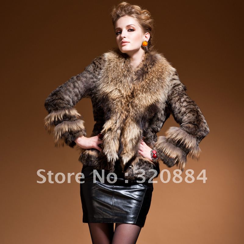 In Stock christmas Clothing 2013 fashion winter new arrival fur coat raccoon fur long-sleeve trend women's