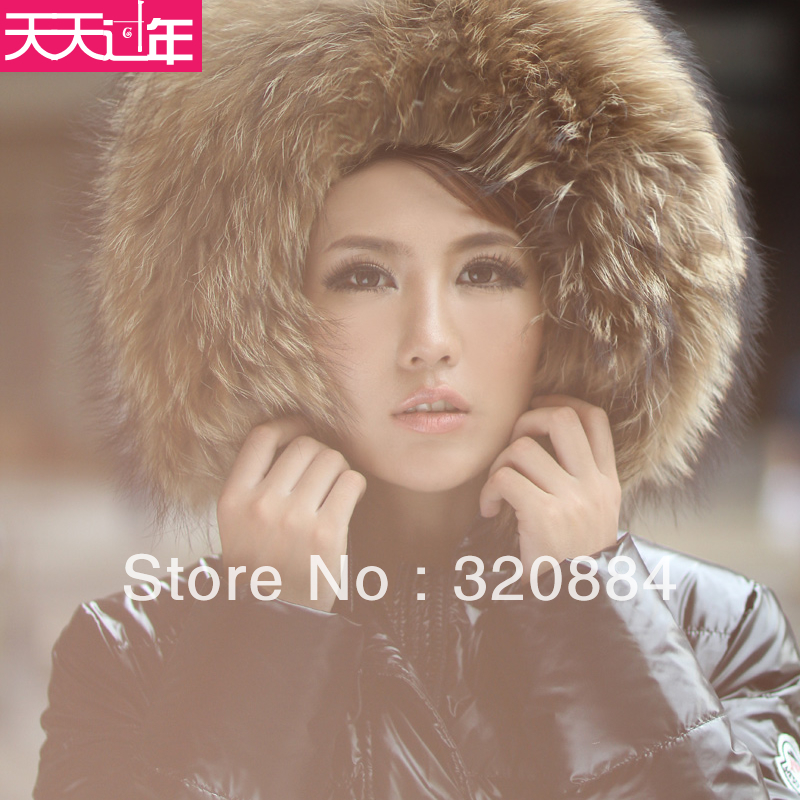 In Stock Meso ncler slim large fur collar down coat female medium-long