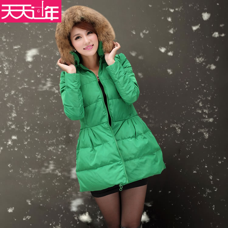 In stock new year 2012 women's new arrival high quality thin medium-long down coat female