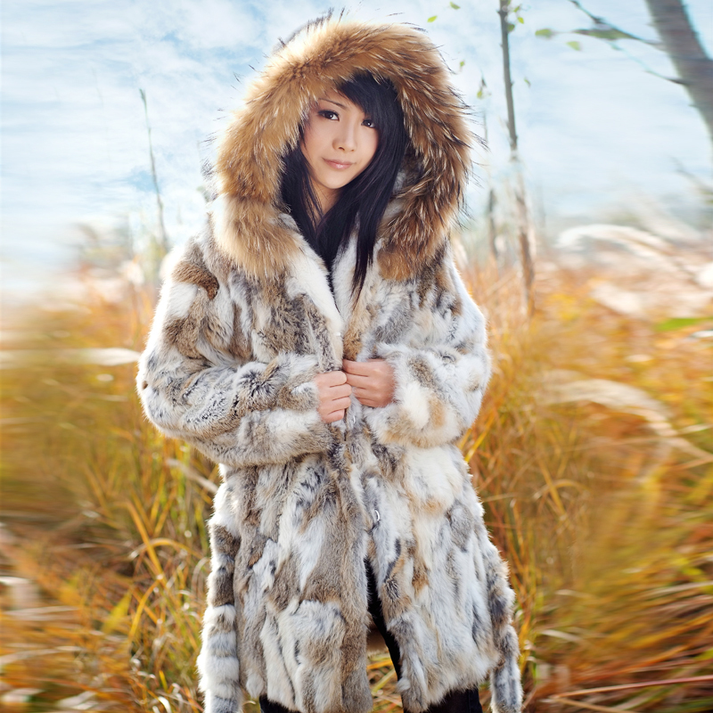 (In Stock)Promotion Ladies Fur Coats Winter Long Design Overcoat Hoodie Fur Garment/Clothing Supply For Women,Free Shipping