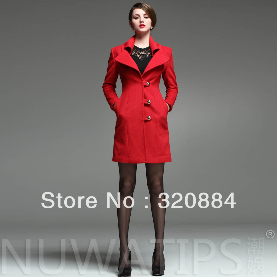 In Stock  woolen trench royal two ways large lapel long design small a woolen overcoat y69