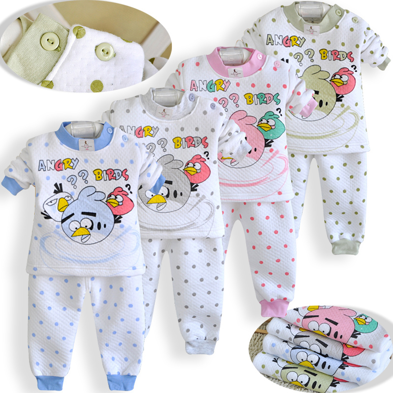 Infant autumn and winter children thermal underwear sets fly hotrods buckle thermal set underwear set