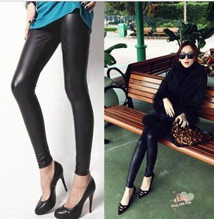 Inferior smooth imitation leather nine points backing pants  Christmas promotion