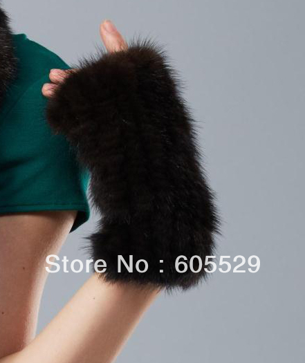 ING 2 color 2012 female fur gloves thermal mink hair leather trend wristiest semi-finger glove Free Shipping