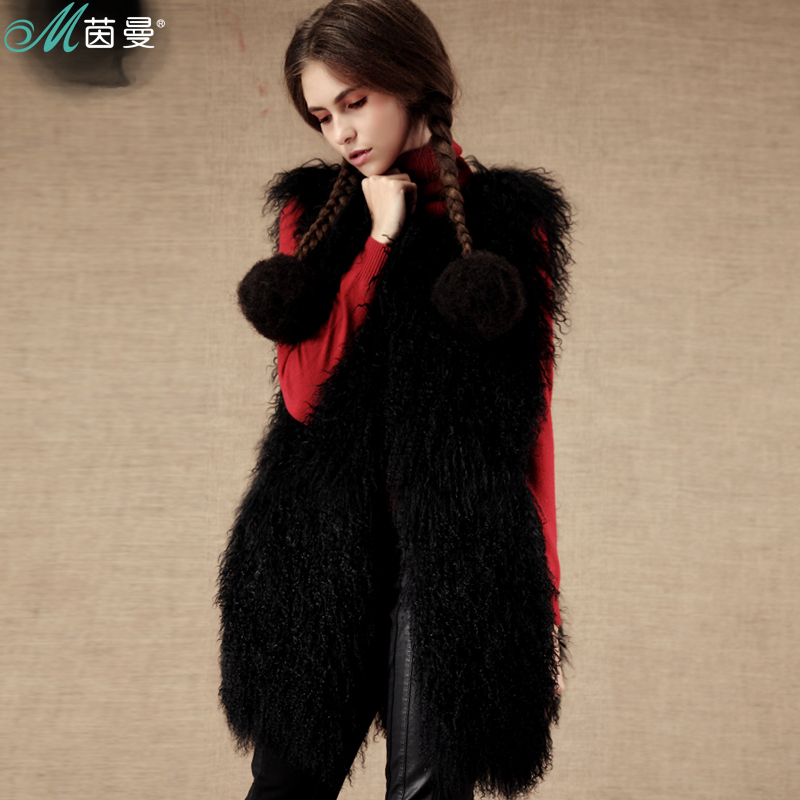 INMAN 2012 winter elegant solid color medium-long fur vest c824280623