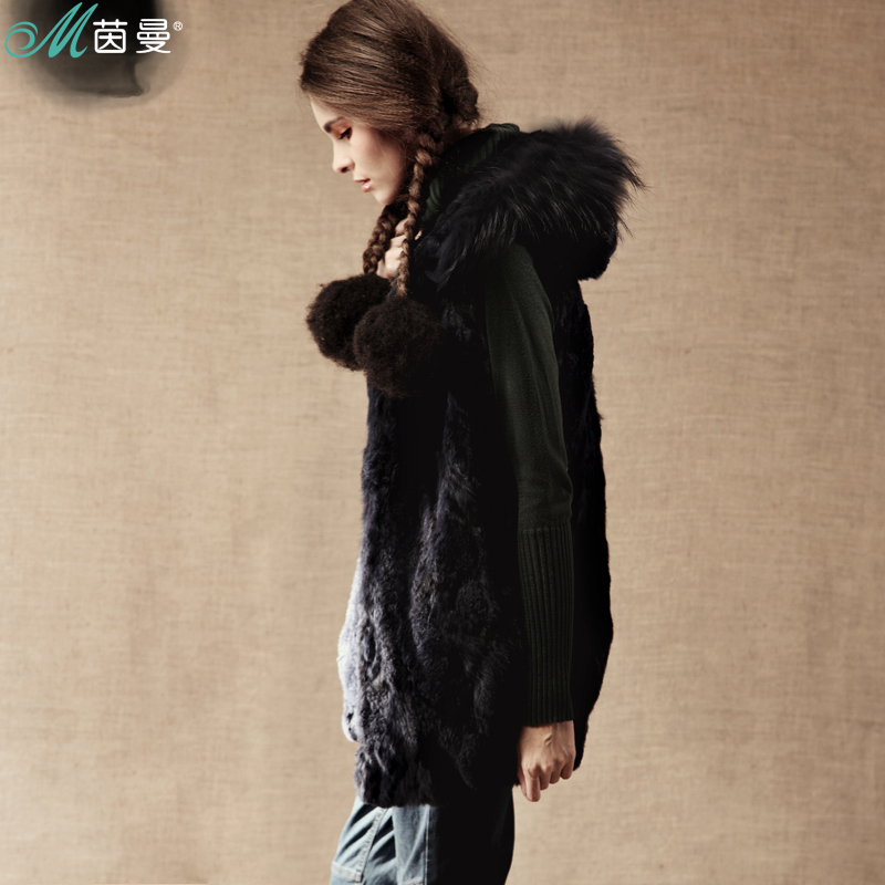 INMAN 2012 winter elegant solid color medium-long fur vest c824280625