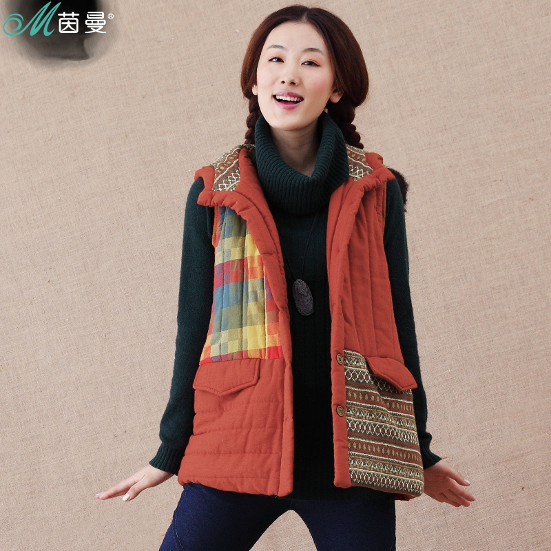 INMAN 2012 winter female plaid pattern with a hood cotton vest d824071294