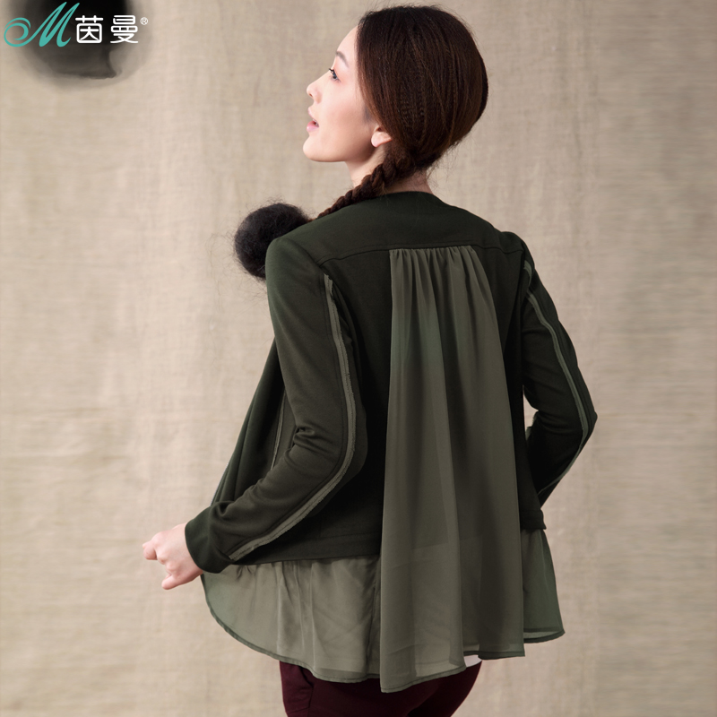 INMAN women's 2013 spring short jacket coat casual chiffon patchwork