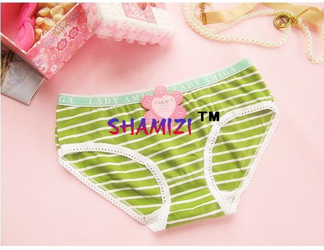 Innovative Items Color Stripes Women Cotton Underwear Panties Free Shipping Low-waist Briefs Random Colors#1588