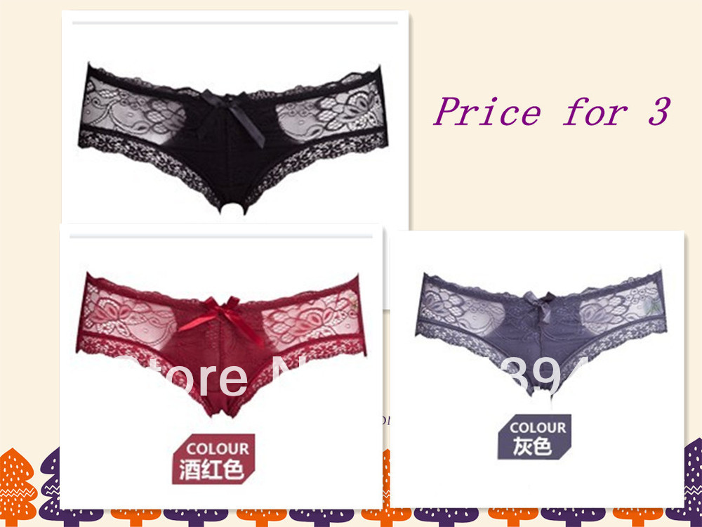 Intimates 3 piece women sexy panties /free shipping ladies LACE + VISCOSE sexy under briefs