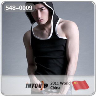 Intouch 100% cotton rib knitting with a hood vest 548