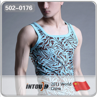 Intouch fashion modal male vest blue decorative pattern 502 - 0176