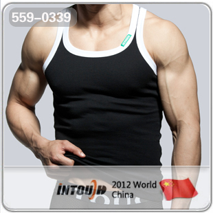 Intouch male broad-brimmed o-neck rib knitting vest