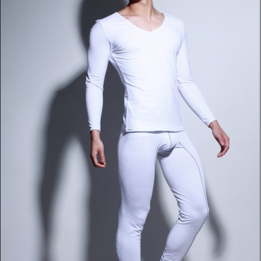 Intouch male low neck underwear 9 tight male long johns long johns set V-neck