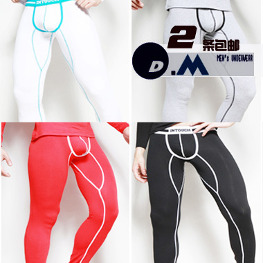 Intouch male underwear 100% cotton sexy long johns legging autumn and winter tight line pants thermal trousers