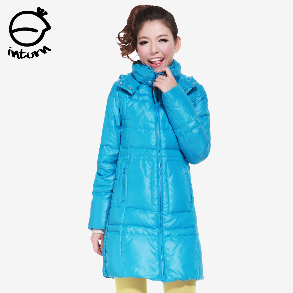 Inturn2012 medium-long slim down coat female thickening hooded thermal