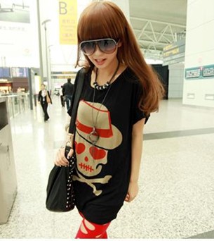 IRIS Knitting AS-047 Free Shipping Fashion Women's 2013 Skull Skeleton Cartoon Punk Style Back Hollow Out Vest Tops T-shirt Hot