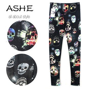 IRIS Knitting Free Shipping+5pcs/lot LG-212 Women's Fashion Skull Printing Leggings Winter Wear Dry Stockings Skinny Pants