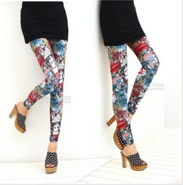 IRIS Knitting Free Shipping+5pcs/lot LG-238 Women's Fashion Printing Leggings Winter Wear Dry Stockings Skinny Pants