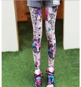 IRIS Knitting Free Shipping+5pcs/lot LG-243 Women Fashion Printing Leggings Winter Wear Dry Stockings Skinny Pants Scrawl pants