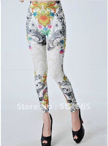 IRIS Knitting Free Shipping+5pcs/lot LG-270 Women Fashion Printing Leggings Winter Wear Dry Stockings Skinny Pants Scrawl pants