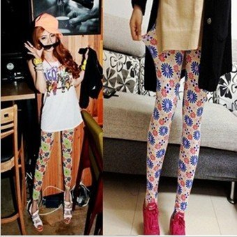 IRIS Knitting Free Shipping+5pcs/lot LG-273 Women Fashion Printing Leggings Winter Wear Dry Stockings Skinny Pants Scrawl pants