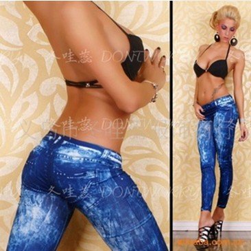 IRIS KNITTING FREE SHIPPING+5pcs/lot LJ-027 Women's Jeans Look Strechy Seamless Leggings/Jeggings Pants Stockings