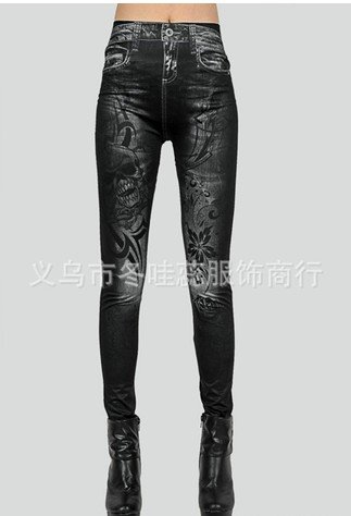 IRIS KNITTING FREE SHIPPING+5pcs/lot LJ-029 Women's Jeans Look Strechy Seamless Leggings/Jeggings Pants Stockings