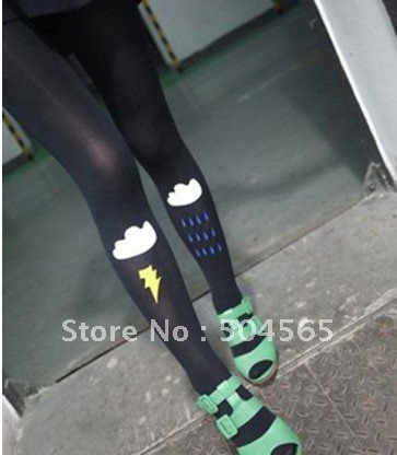 IRIS Knitting LG-017 Free Shipping,Women Tattoo Leggings,Fashion Black Printing Silk Stockings/Tights,Lady Pantynose