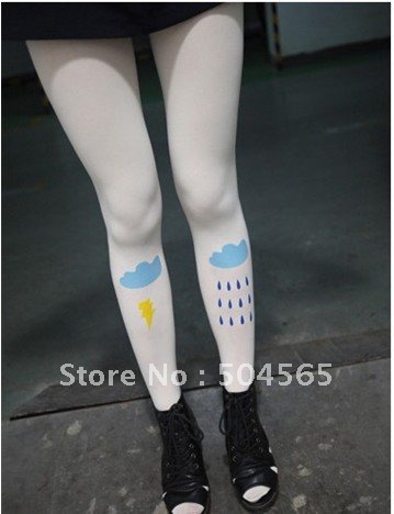 IRIS Knitting LG-023 Free Shipping,Women Tattoo Leggings,Fashion White Printing Silk Stockings/Tights,Lady Pantynose