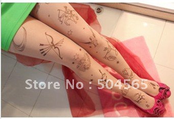 IRIS Knitting LG-025 Free Shipping,NEW Women Tattoo Leggings,Fashion Printing Silk Stockings/Tights,Lady Transparent Pantynose