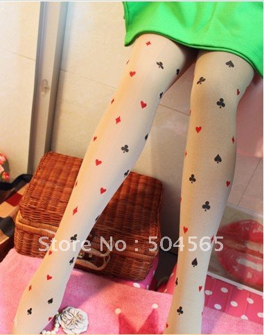 IRIS Knitting LG-044 Free Shipping,NEW Fashion Women Tattoo Leggings,Playing Card Hand Printed Stockings/Tights,Ladies Pantyhose