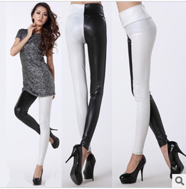 IRIS Knitting LG-310 Free Shipping Women's PU Leather Skinny Leggings High-waist Stretch Material Pants Fashion Tights