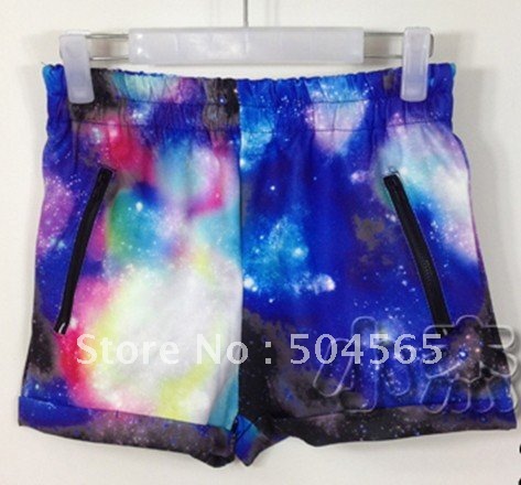 IRIS Knitting ST-006 Free Shipping,2012 NEW Women Galaxy Shorts,Fashion Sexy Colorful Space Universe Skirt,Lady Hot Short Pants