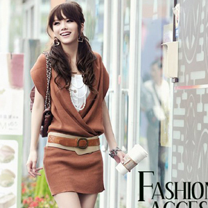 Is w6333 fashion V-neck elegant sweater dress