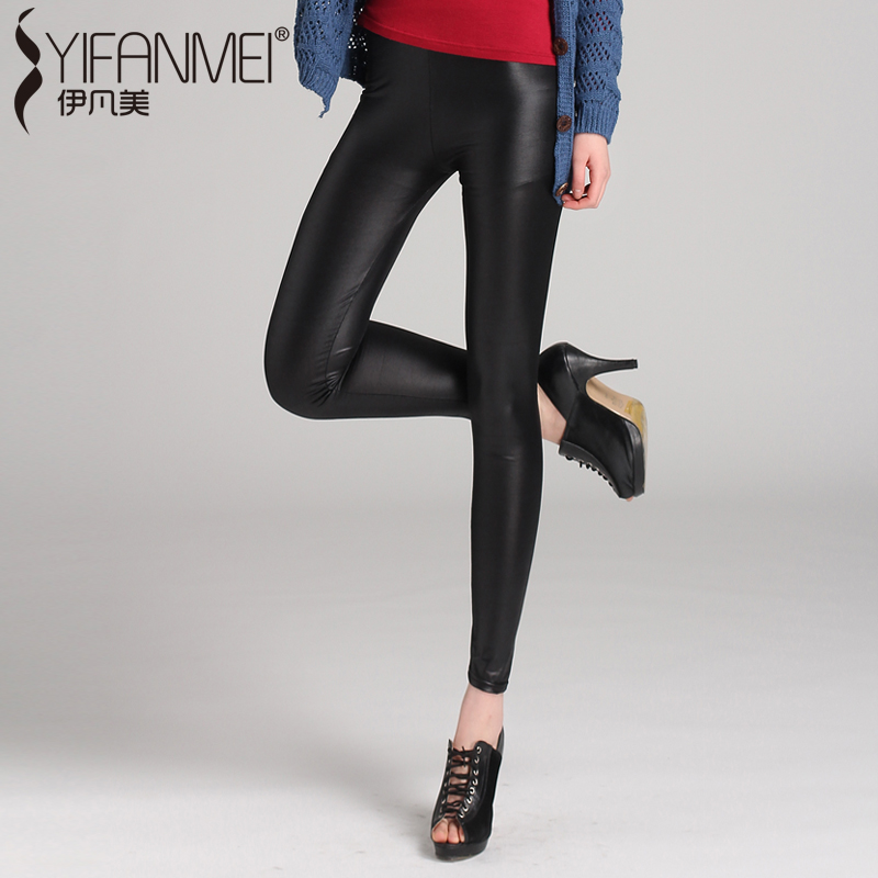 Ivanovo 2013 spring matt faux leather pants ankle length trousers legging plus size female  tights