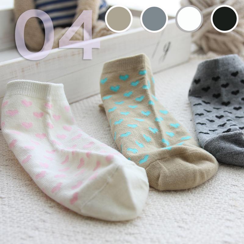 J11661 2012 summer new arrival love dot comfortable 100% cotton sock slippers women's short socks -MyDear