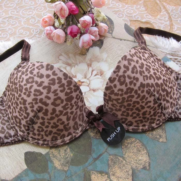 J4 push up underwear leopard print gauze print thick thin cup bra 70b70c