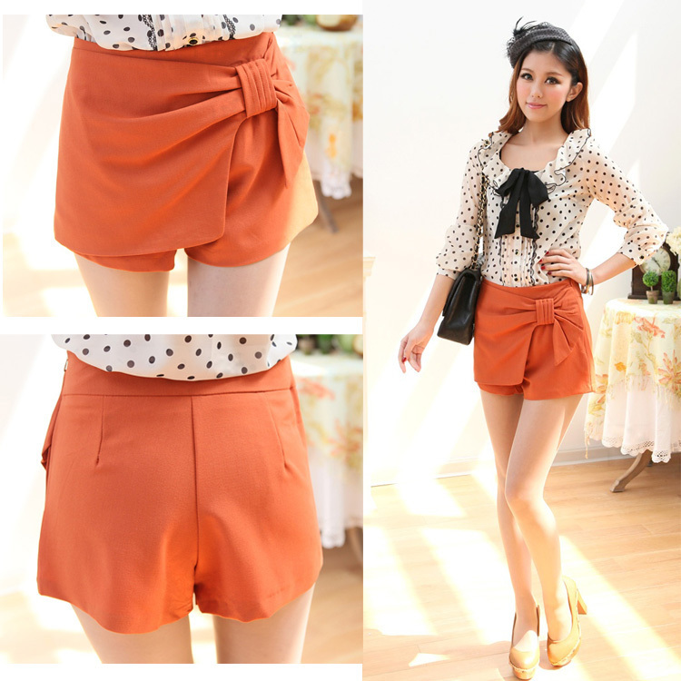 J6-4 spring and summer 2012 vintage gentlewomen all-match bow women's culottes shorts hot trousers