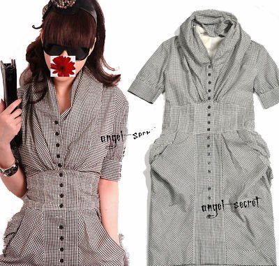 J60 one piece checked dress retro vintage gothic lolita