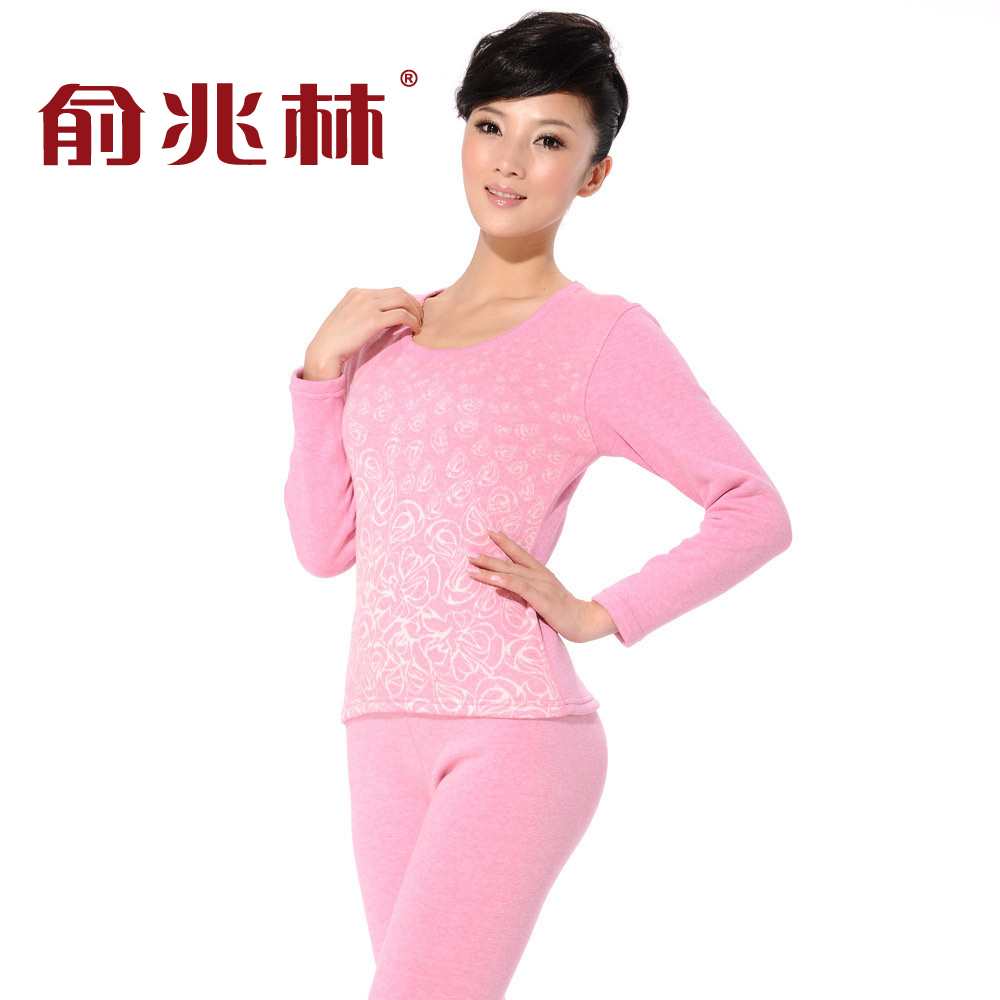 Jacquard cashmere kneepad thermal underwear set women's