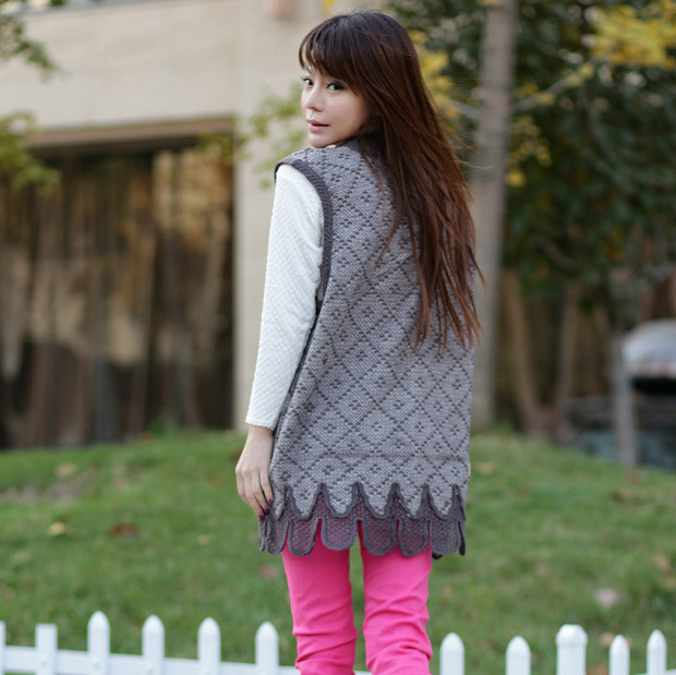 Jacquard sweater exquisite wool waistcoat lengthen exquisite pattern sweater vest sweater female